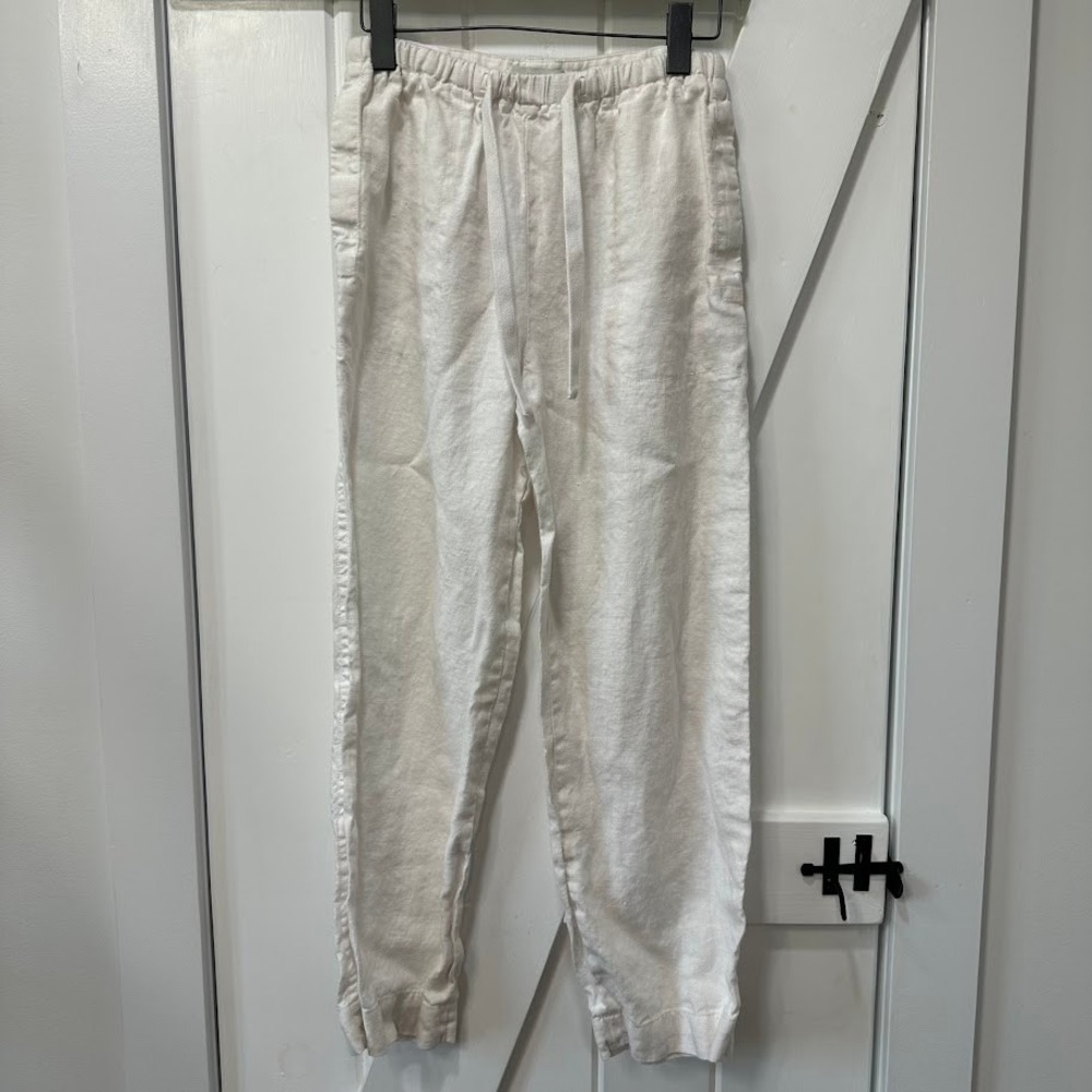 Vince Womens Linen Blend Drawstring Jogger Pants Small White Casual Beach Summer